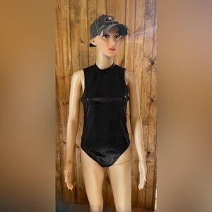 Women's Crocodile Embossed Cami Bodysuit sleeveless top Sz large